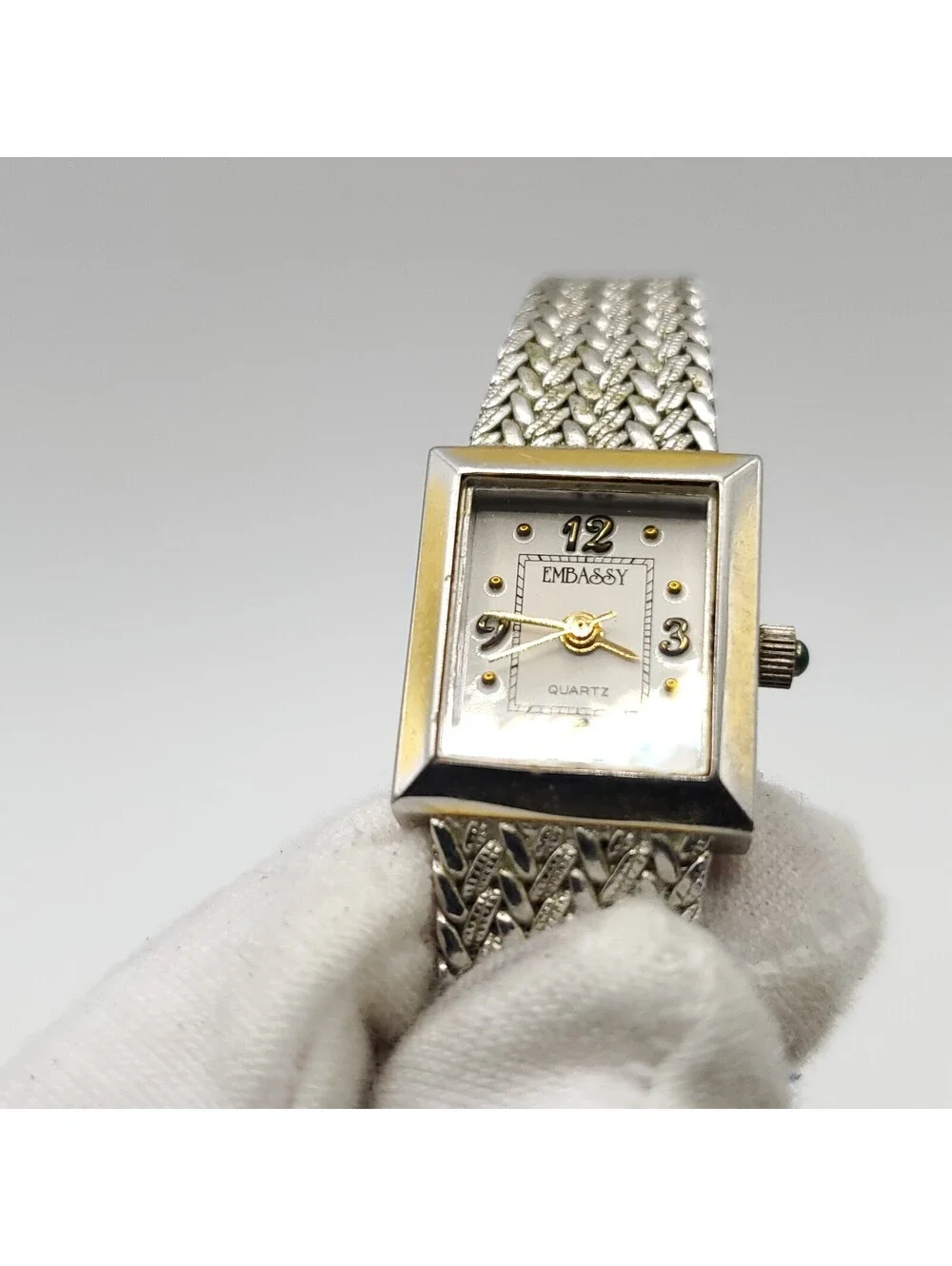 Vintage Embassy Watch Adjustable Mesh Band 16mm Square Womens New Battery